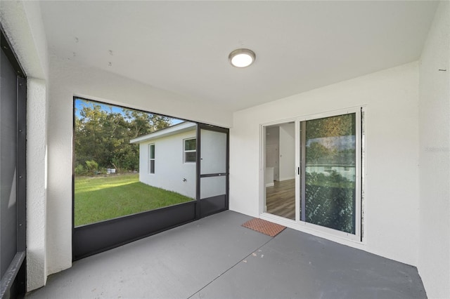 view of unfurnished sunroom