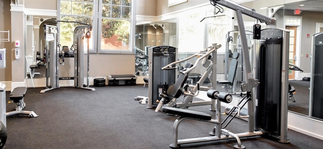 workout area featuring plenty of natural light