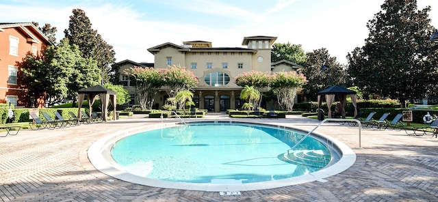 pool featuring a gazebo