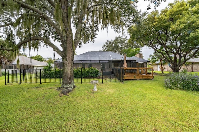 view of yard featuring a deck