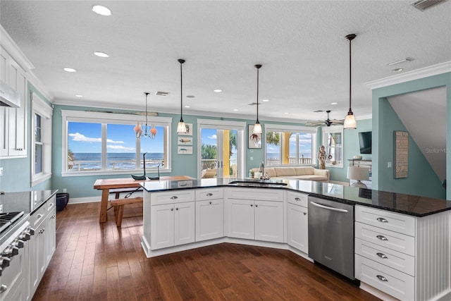 kitchen with white cabinetry, a healthy amount of sunlight, and dishwasher