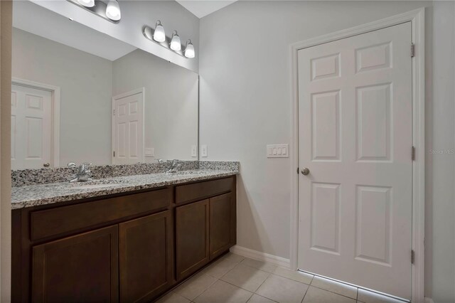 bathroom with vanity and tile patterned floors