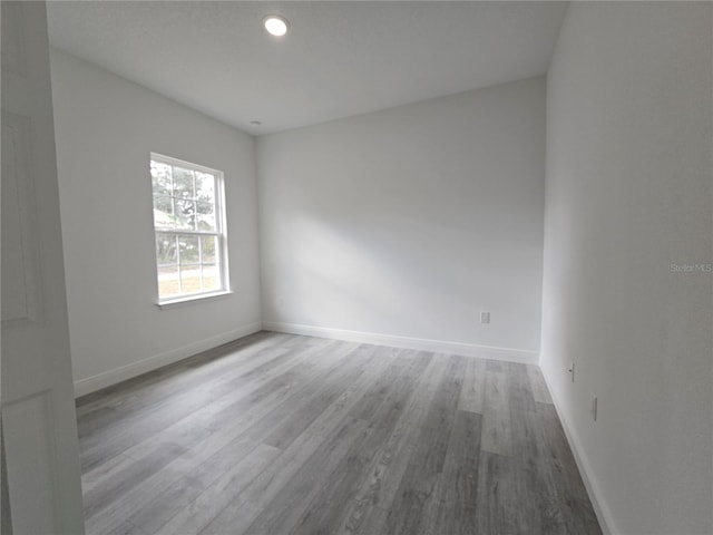 spare room featuring wood-type flooring