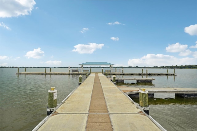 view of dock featuring a water view