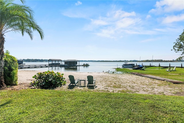 water view featuring a boat dock