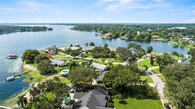 bird's eye view featuring a water view