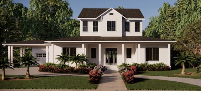 view of front of home featuring a front lawn