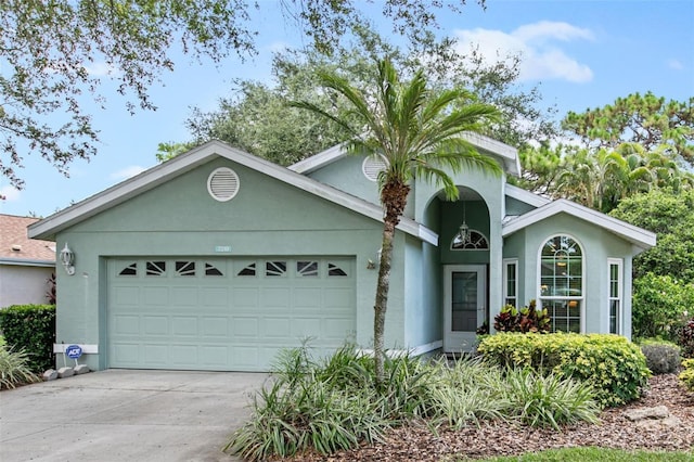 single story home with a garage