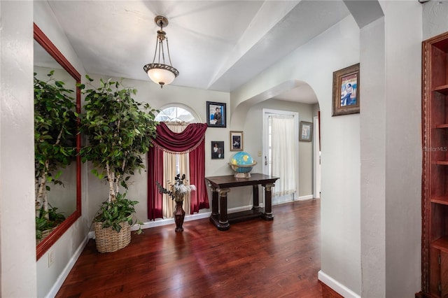 foyer entrance featuring dark hardwood / wood-style floors