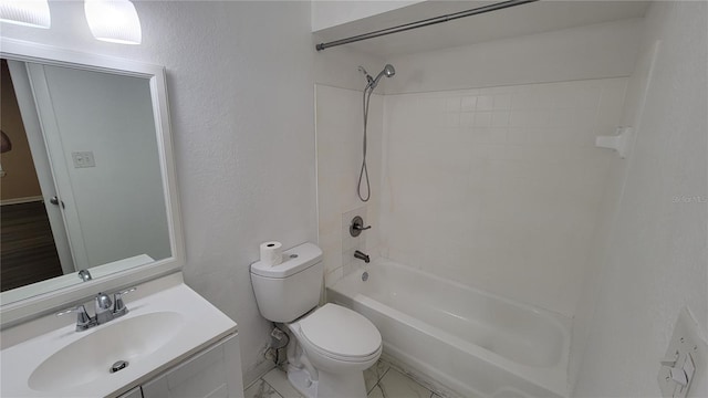 full bathroom with toilet, shower / tub combination, and vanity