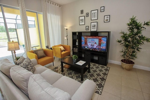 view of tiled living room