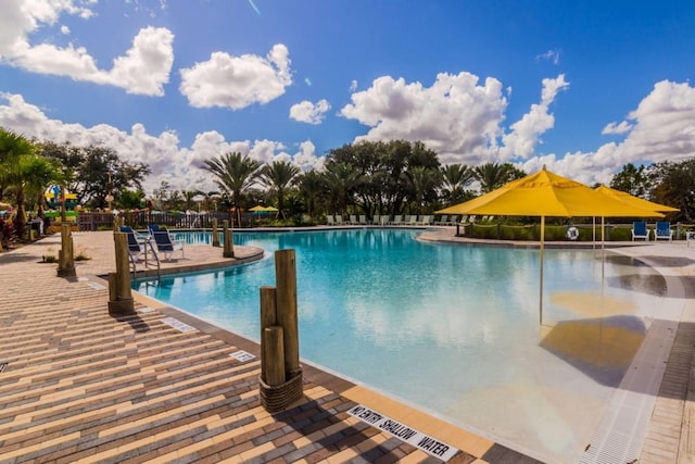 view of pool with a patio area