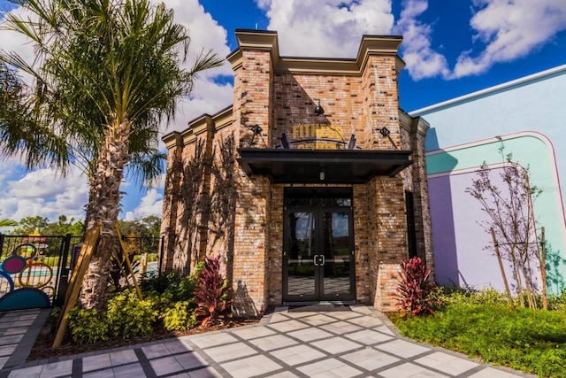 property entrance with french doors