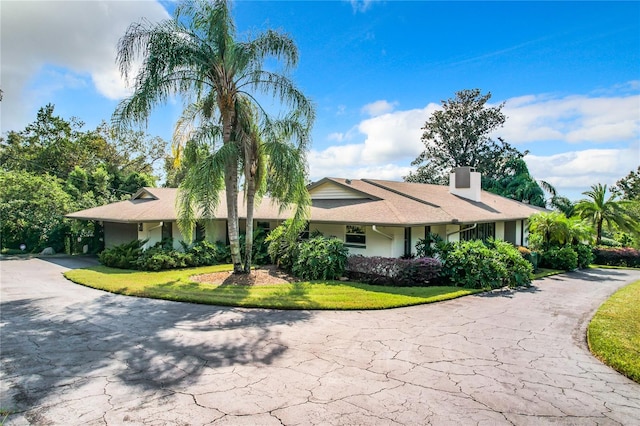 ranch-style house featuring a front yard