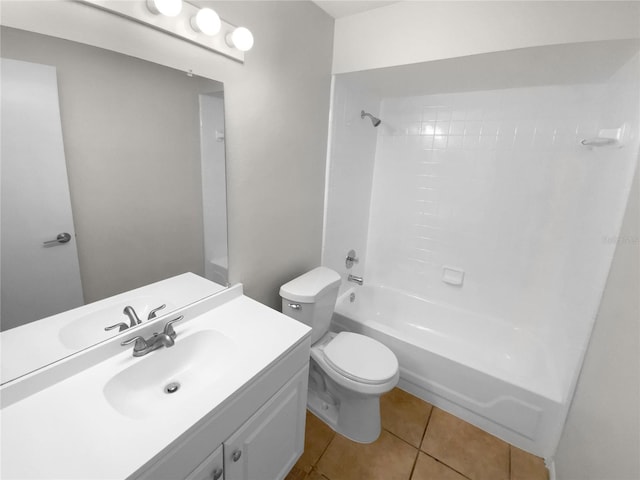 full bathroom featuring tile patterned floors, shower / washtub combination, vanity, and toilet