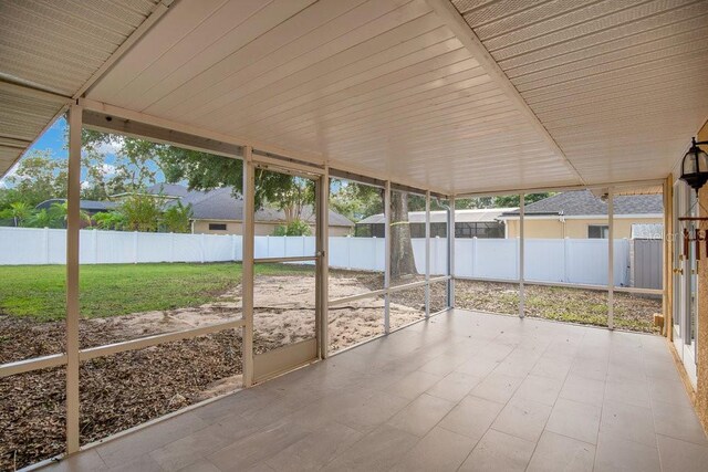 view of unfurnished sunroom