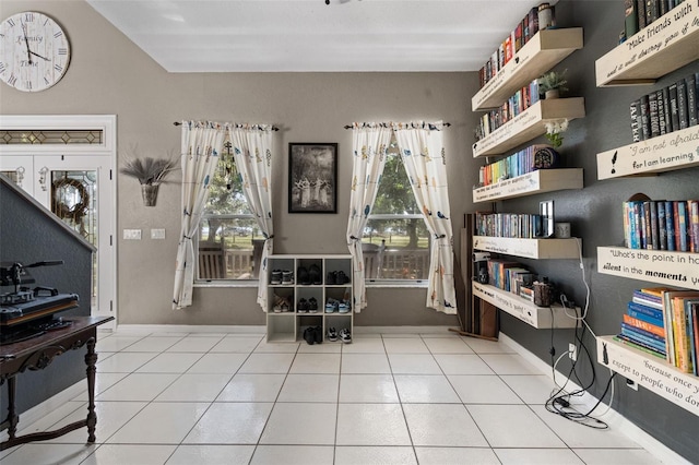 interior space featuring light tile patterned floors