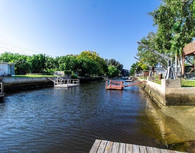 view of dock featuring a water view