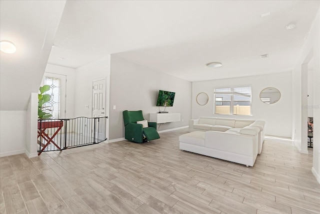 living room featuring light hardwood / wood-style floors