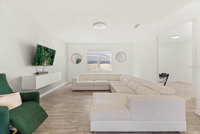 living room featuring light hardwood / wood-style flooring