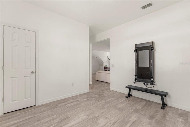 interior space with light hardwood / wood-style floors