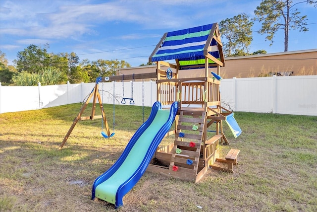 view of play area featuring a yard