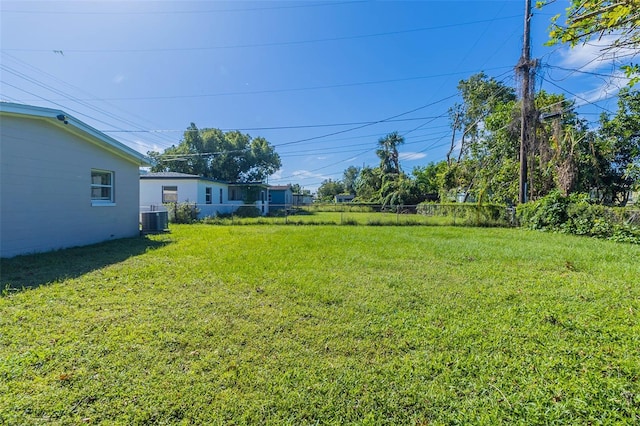 view of yard featuring central AC unit