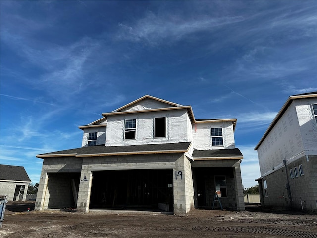 view of front of house with a garage