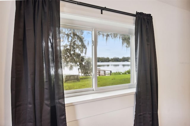 entryway featuring a water view