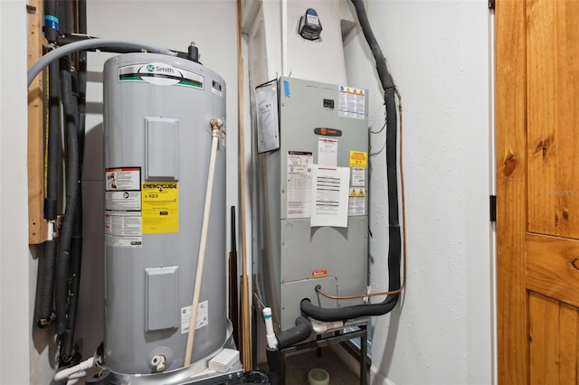 utility room with water heater