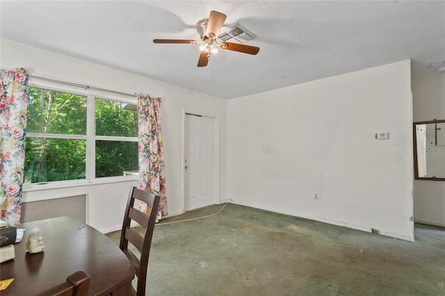 dining area featuring ceiling fan