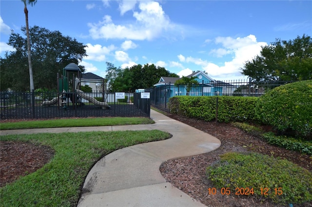 exterior space featuring a playground