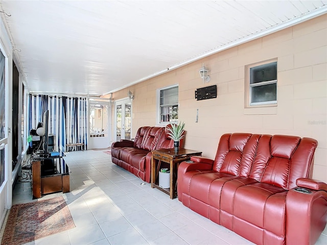 view of tiled living room