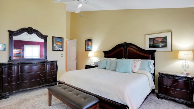 carpeted bedroom with a ceiling fan