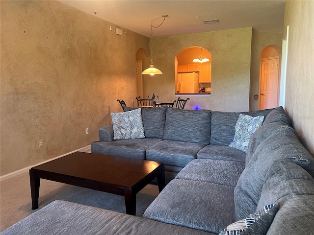 living room featuring carpet flooring