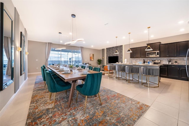 view of tiled dining area