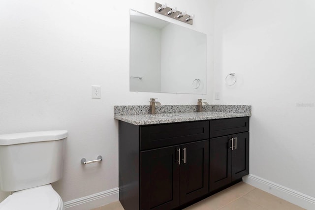 bathroom featuring vanity, toilet, and tile patterned floors