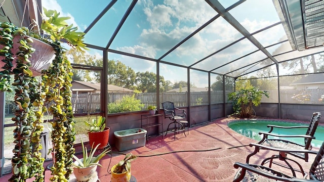 view of patio / terrace with a fenced in pool and a lanai