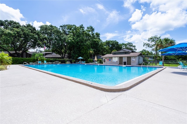 view of pool featuring a patio area