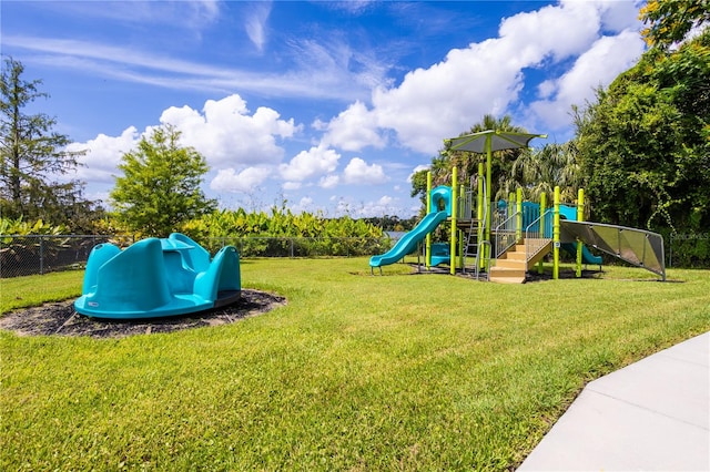 view of playground featuring a yard