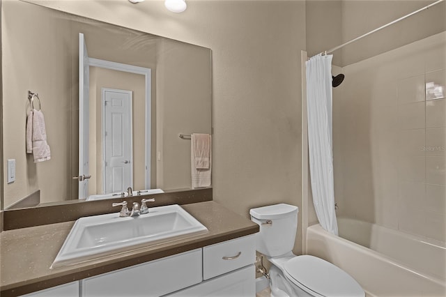 full bathroom with vanity, toilet, and shower / bath combo