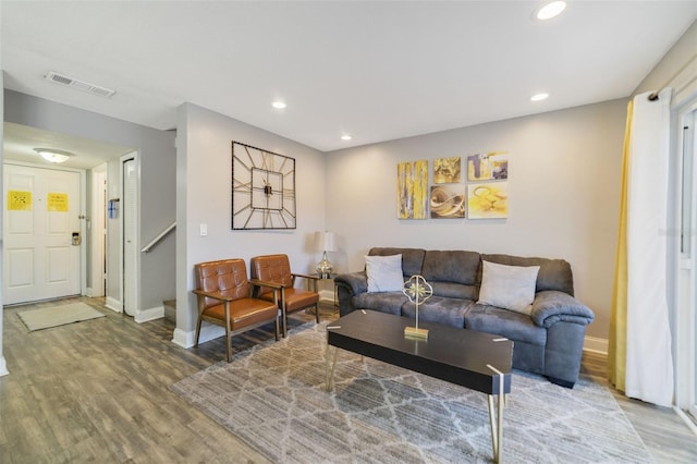 living room with hardwood / wood-style flooring