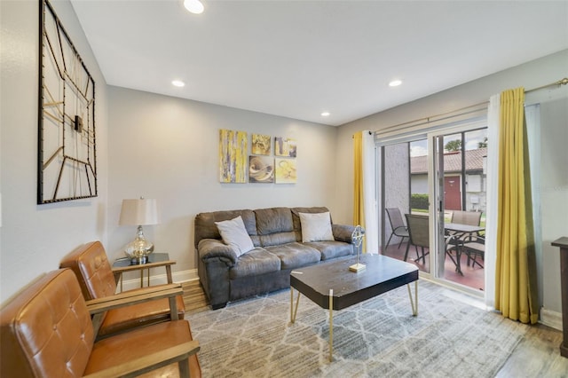 living room with light wood-type flooring