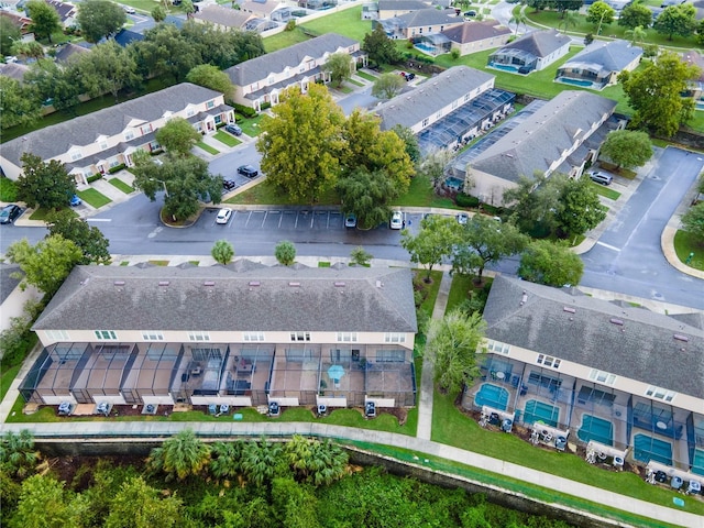 aerial view with a residential view