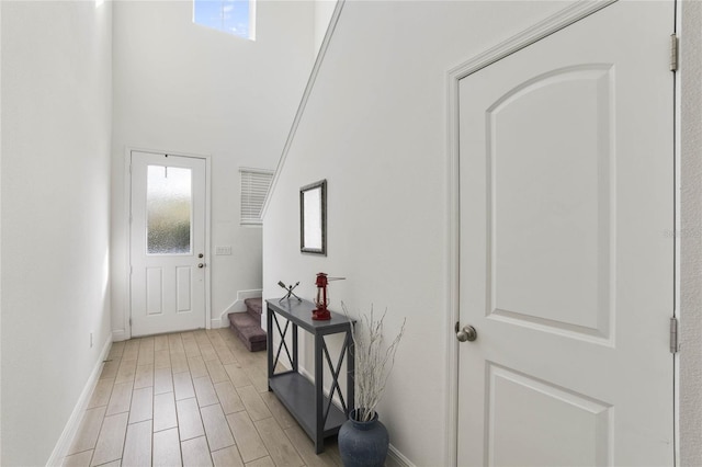 entrance foyer with light hardwood / wood-style flooring