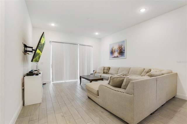 living room featuring light wood-type flooring