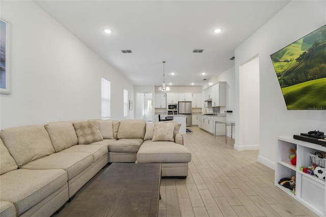 living room featuring light hardwood / wood-style floors