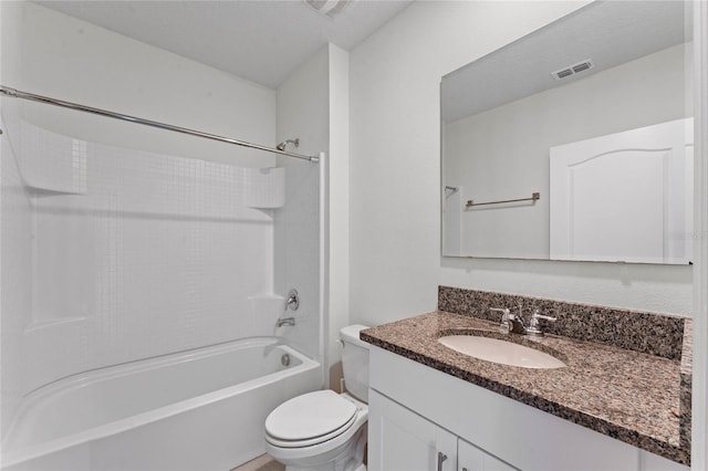 full bathroom with vanity, toilet, and shower / bath combination