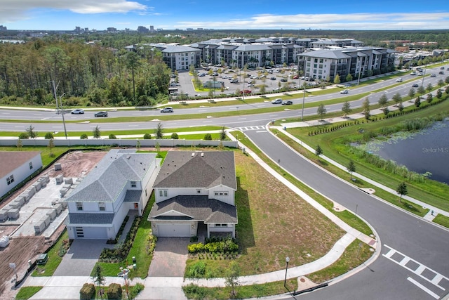 bird's eye view featuring a water view