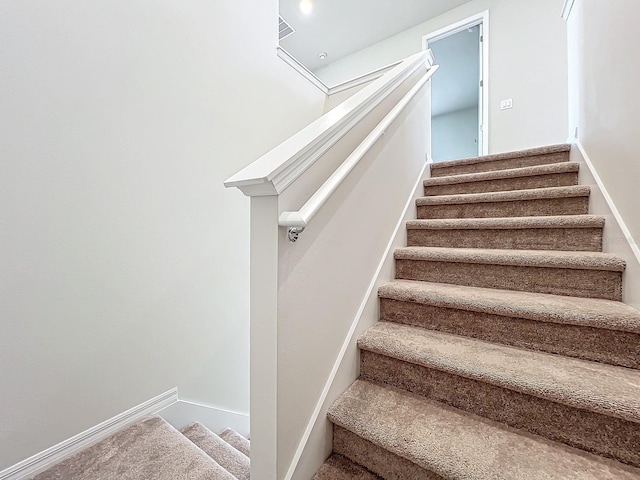 staircase with carpet